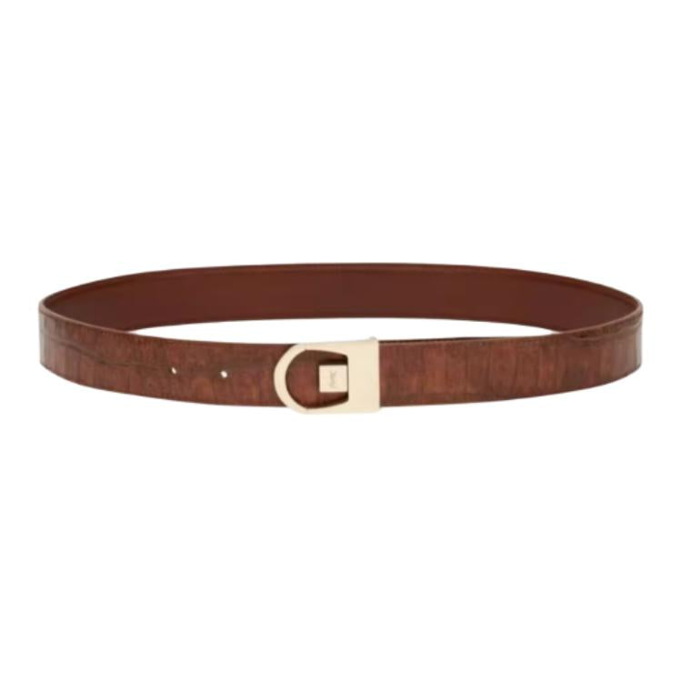 SAINT LAURENT Cow Leather Belts Women's Brown 3CM