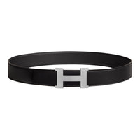 HERMES Calfskin Leather Belts Men's Black Width: 3.8CM