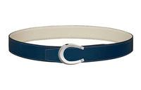 HERMES Luck Silver Buckle Togo Calfskin Double-Sided Leather Belt Men's Prussian Blue/Chalk White Width: 3.8cm