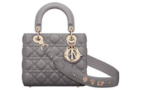 DIOR Lady DiorMy ABCDior Sheepskin Lady Dior Bag, Shoulder Bag, Crossbody Bag, Handbag Small Size Women's Gray