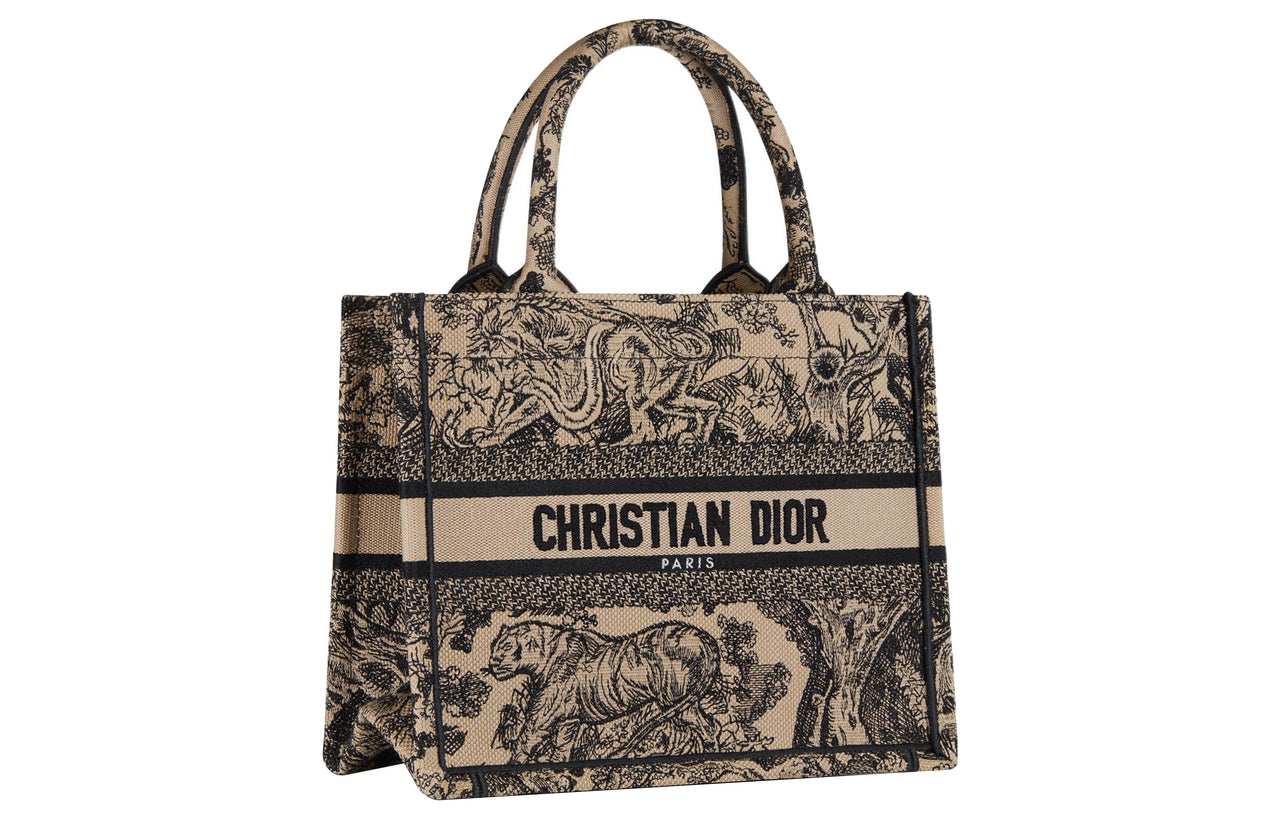 DIOR BookTote Embroidery Tote Bag, Shopping Bag, Handbag Trumpets Women's Brown