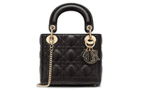 DIOR Lady Dior Sheepskin Lady Dior Bag, Portable Crossbody Bag, Shoulder Bag Mini Women's Black