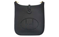 HERMES Evelyne Clemence Leather Evelyn Crossbody Bag, Shoulder Bag Women's Black