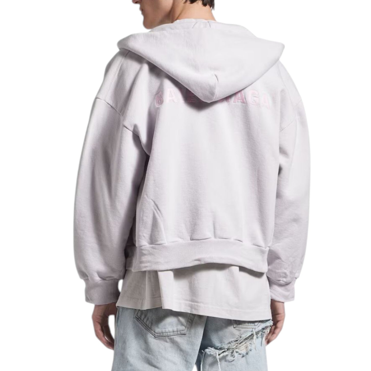 Balenciaga Back Zip-up Hoodie Regular Fit 'Dirty White baby-pink' 803264TSVP12420