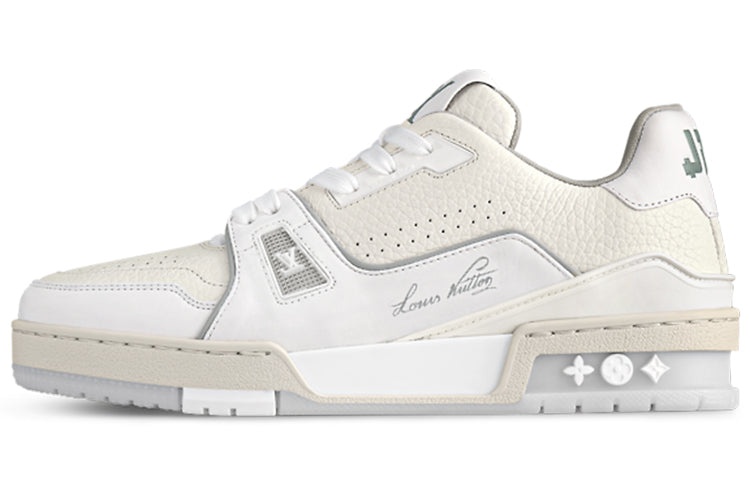LOUIS VUITTON Trainer Cream White Grey Signature Women's