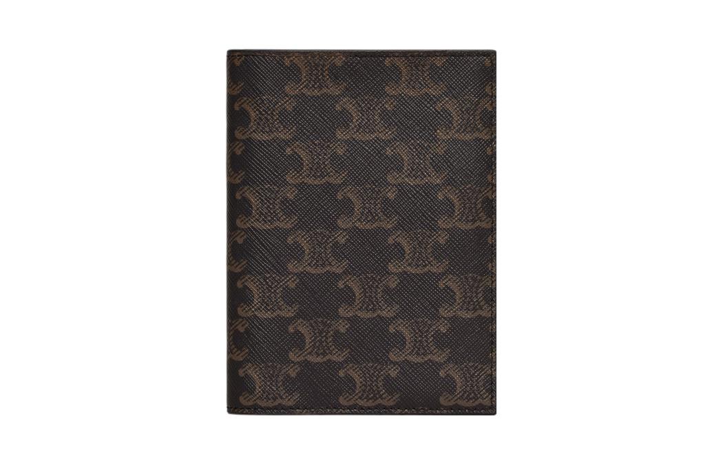 CELINE Canvas Passport Holder Men's Black & Tan