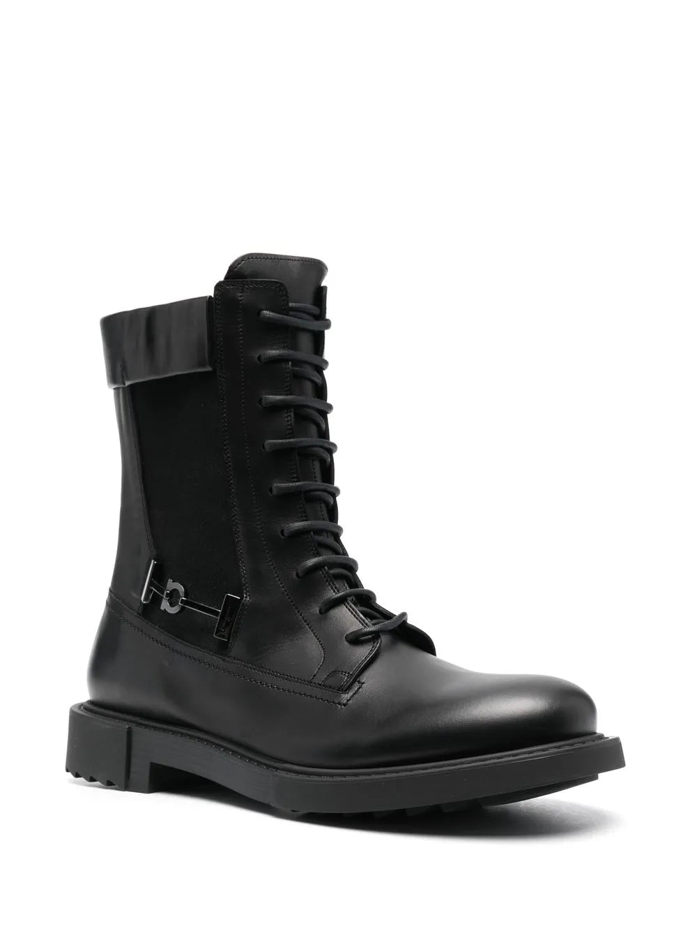 Ferragamo Lace-Up Leather Combat Boots