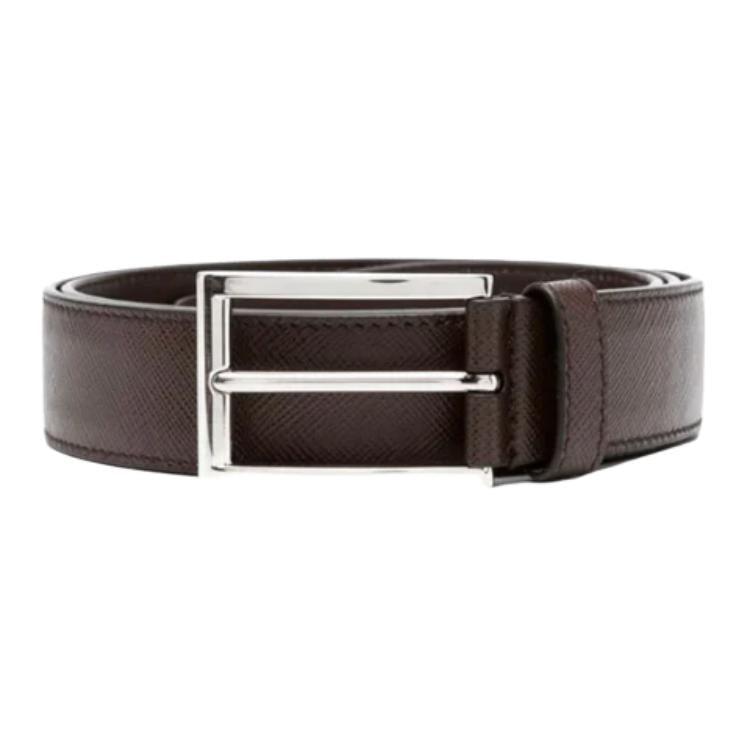 PRADA Leather Belts Men's Brown Width 3CM