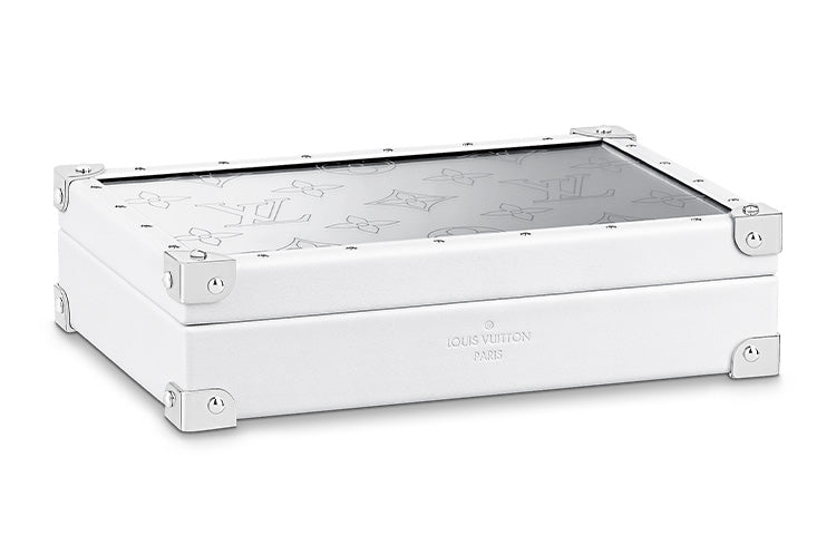 LOUIS VUITTON Leather Jewelry Box Hard Case Women's Silver