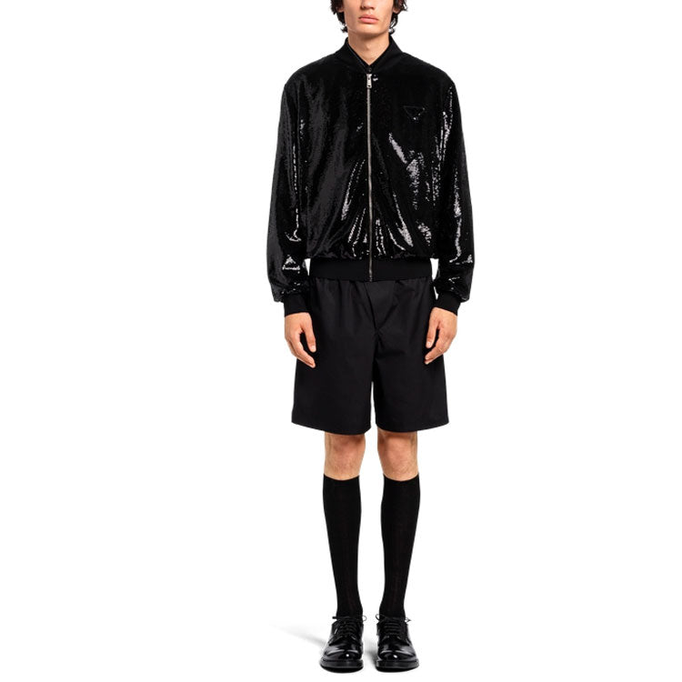 PRADA Sequin-Embellished Long-Sleeved Zipped Bomber Jacket