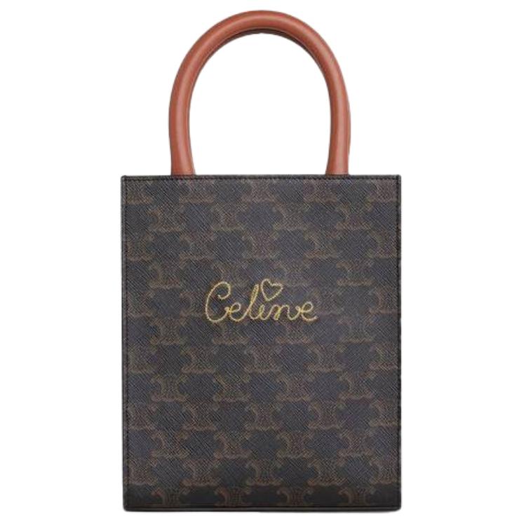 CELINE Cabas Cow Leather Trunk Bag, Tote Bag, Shopping Bag, Handbag, Shoulder Bag, Crossbody Bag Mini Women's Tawny