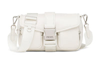PRADA Recycled Nylon With Sheepskin Techwear Flap Bag Crossbody Bag Shoulder Bag Women's White