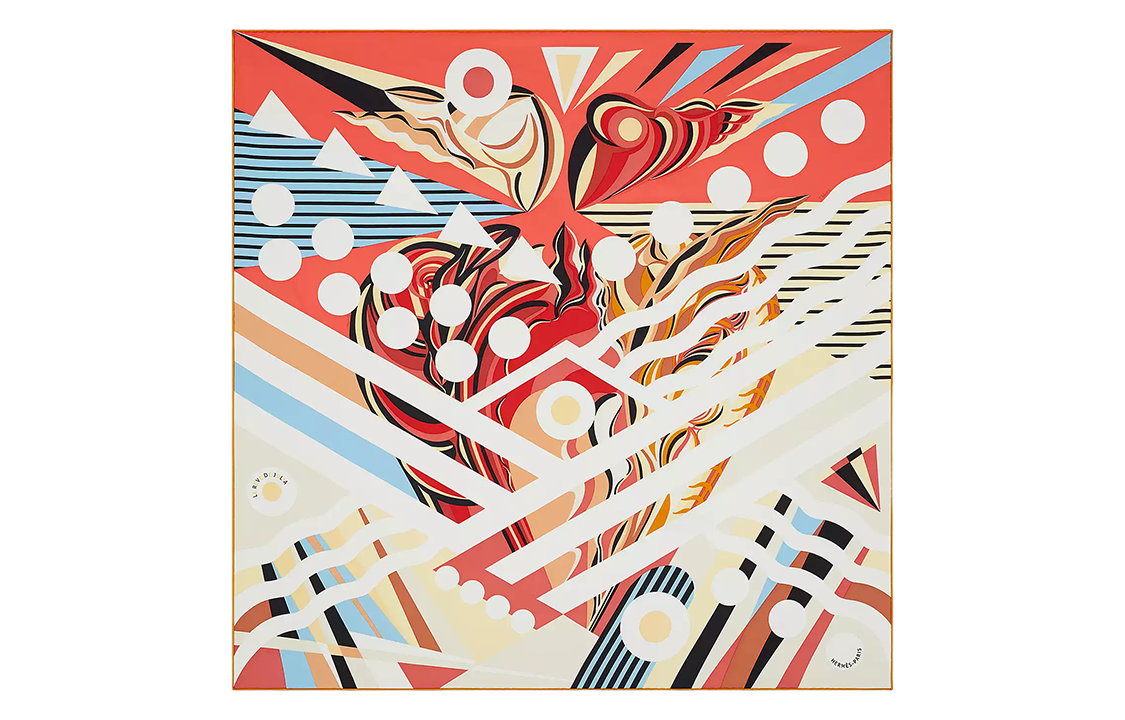 HERMES Silk Scarves Women's Coral Red