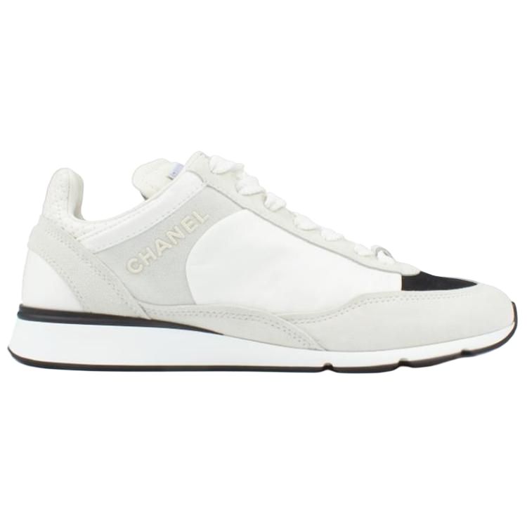 CHANEL Low Top Casual Shoes Women's Gray White Black