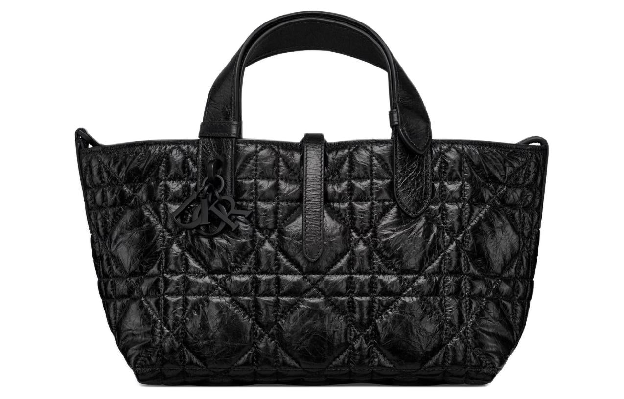 DIOR Wrinkled Cow Leather Handbag, Shoulder Bag Small Size Women's Black