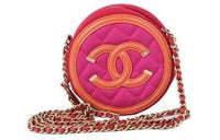 CHANEL Calfskin Round Bag Chain Shoulder Bag Crossbody Bag Mini Women's Pink