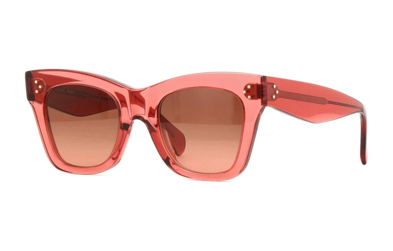 CELINE Acetate Square Sunglasses Unisex Red