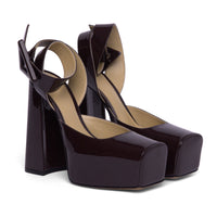Bottega Veneta Square-Toe Patent-Leather Pumps