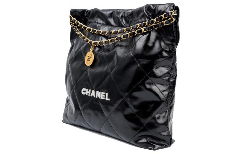 CHANEL Waxed Leather Cowhide Tote Bag Shopping Bag Handbag Shoulder Bag Women's Black