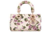 DIOR Lady D-JOY Embroidered Cow Leather Daisie Bag Shoulder Bag Crossbody Bag Handbag Extra Mini Women's White/Purple