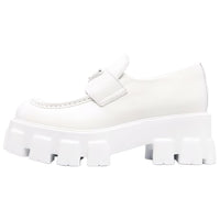 PRADA Brushed Leather Monolith Loafers 'White' Women's