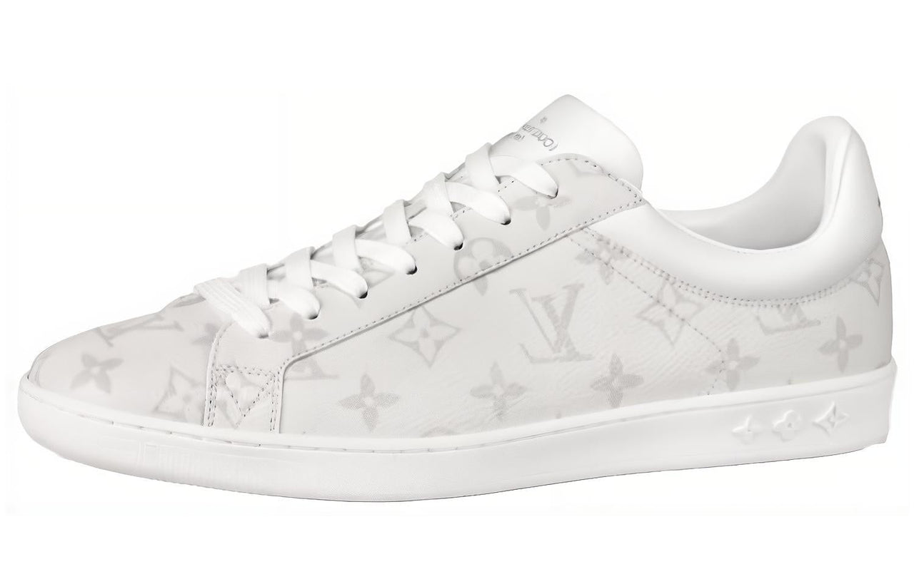 LOUIS VUITTON Luxembourg Low Top Stylish Skateboarding Shoes Men's Gray White