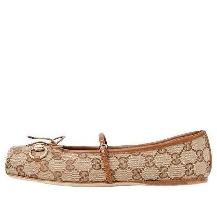 (WMNS) Gucci 26 Horsebit Ballet Flat 'Beige Brown' 814321-FAD6C-9745