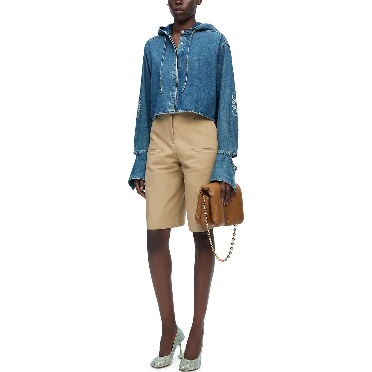 LOEWE Cropped Hooded Shirt 'Jeans Blue'