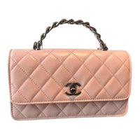 CHANEL Bright Color Wrinkle Calfskin Trunk Bag, Handheld Bag, Shoulder Bag, Crossbody Bag Regular Women's Pink