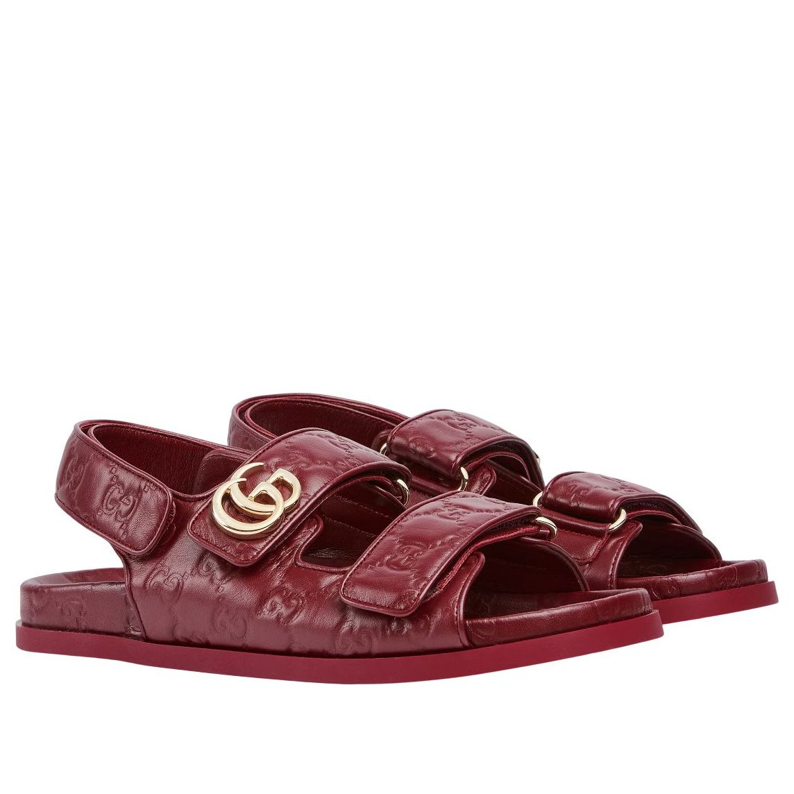 (WMNS) Gucci Double G Leather Sandals 'Rosso Ancora' 816625-AAEGP-6207