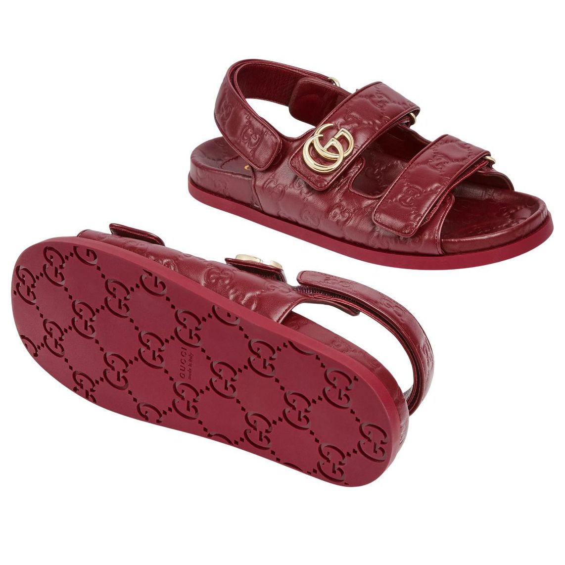 (WMNS) Gucci Double G Leather Sandals 'Rosso Ancora' 816625-AAEGP-6207