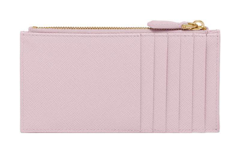 PRADA Saffiano Leather Card Holder Women's Snow Pink