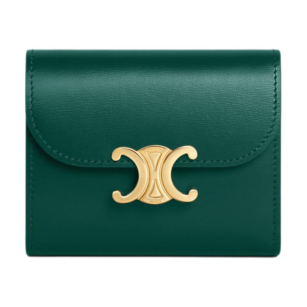 CELINE Shiny Calfskin Wallet Small Size Women's Racing Green