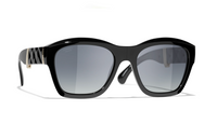 CHANEL Plate Frame Irregular Shape Sunglasses Women's Black