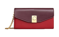 CELINE Cow Leather Crossbody Bags Trumpets Women's Burgundy/Red