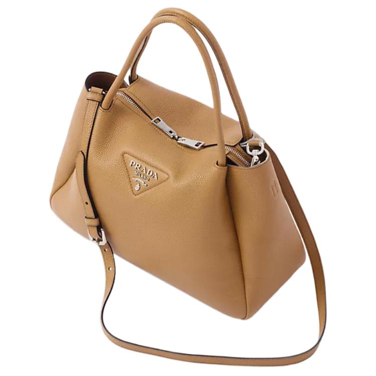 PRADA Leather Shoulder Bag Crossbody Bag Handbag Medium Size Women's Brown