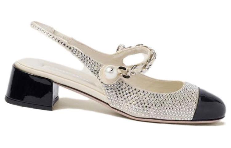 MIU MIU Chunky Heel High Heels 3.5cm Women's Ivory