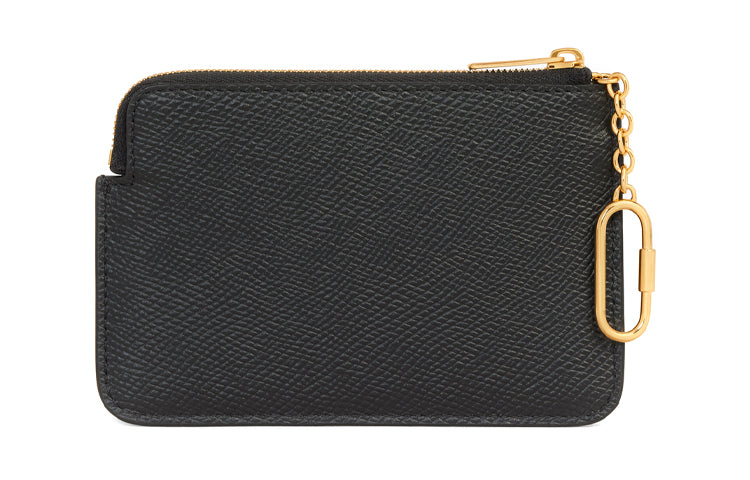 CELINE Grained Calfskin Coin Purse Card Holder Lightweight Women's Black
