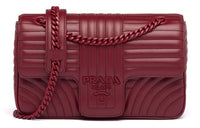 PRADA PRADA Luggage Collection Cow Leather Crossbody Bags Shoulder Bags Women's Cherry Color