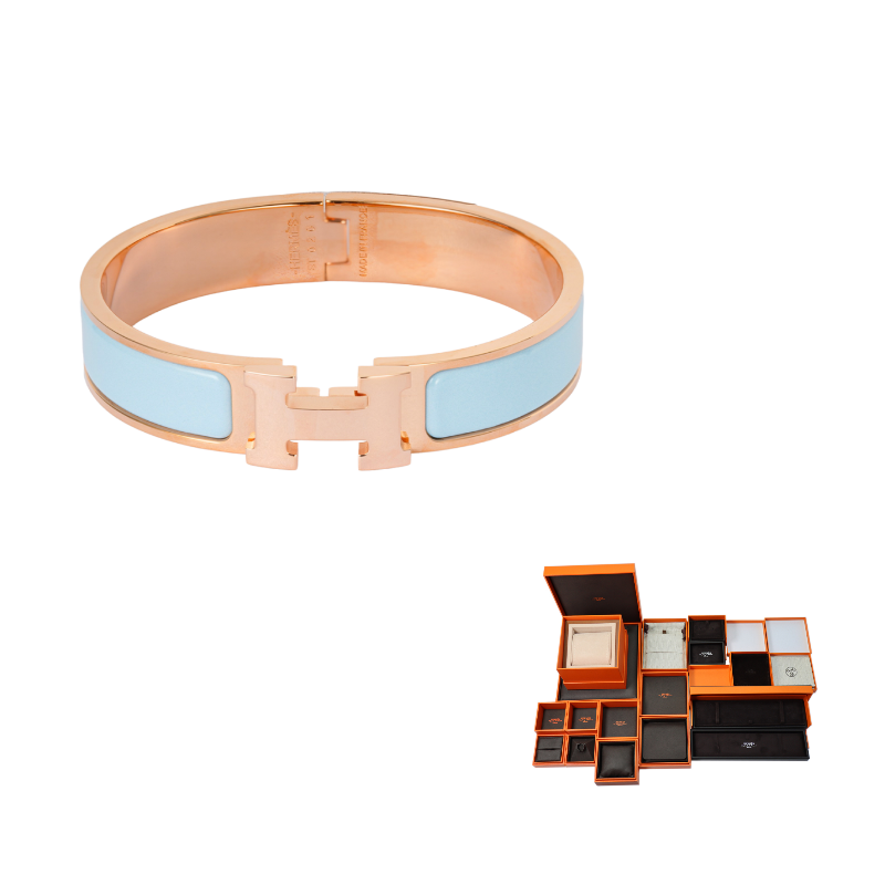 HERMES Gold Plated Bangles Women's Blue