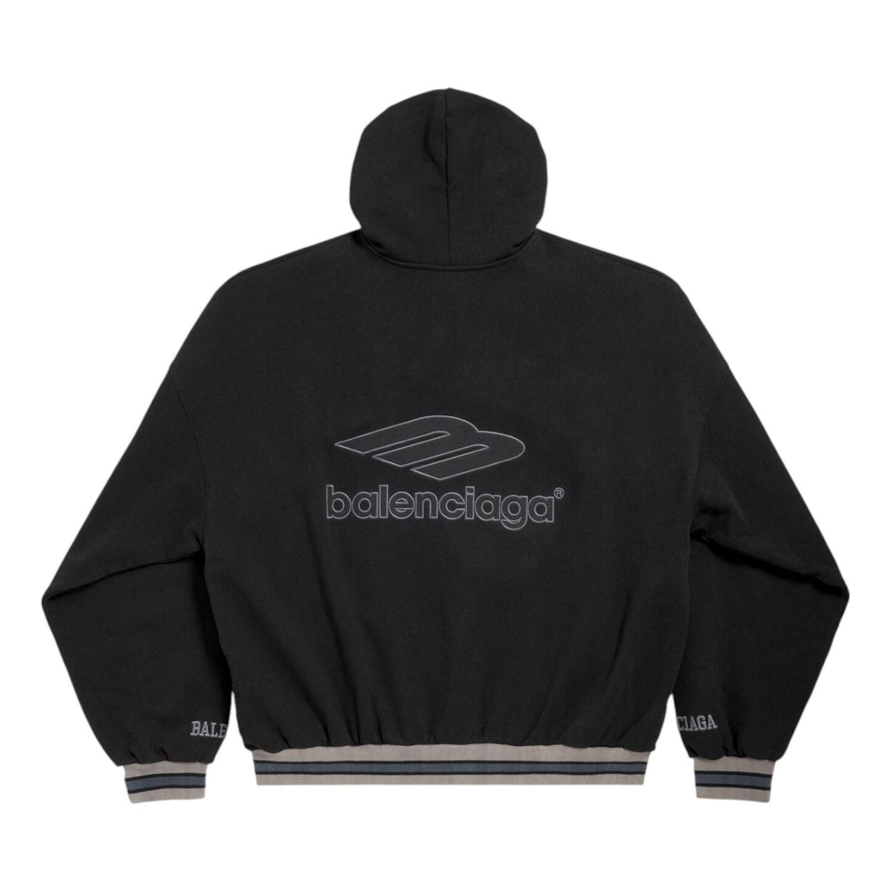 Balenciaga 3B Football Polo Hoodie 'Black Anthracite' 827939TTVQ81066