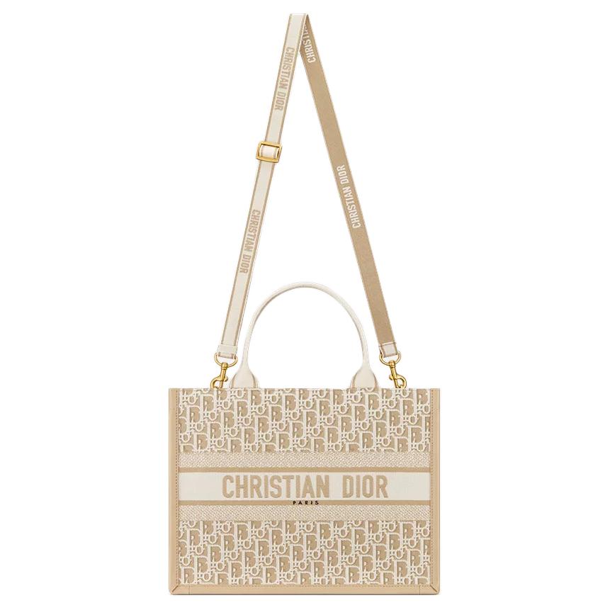 DIOR BookTote Cotton Tote Bag, Shoulder Bag, Handbag Medium Size Women's Natural