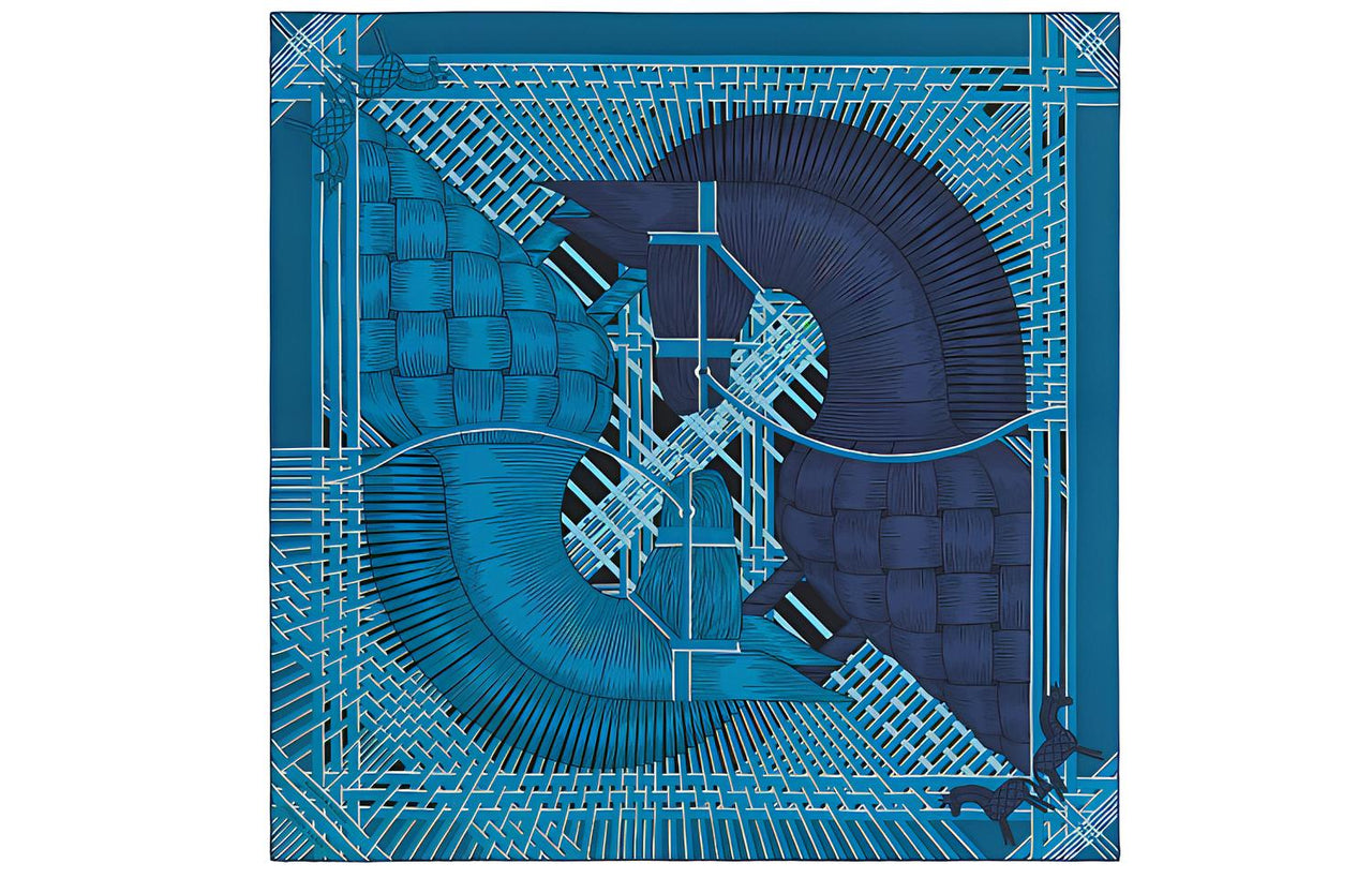 HERMES Silk Scarves Women's Blue