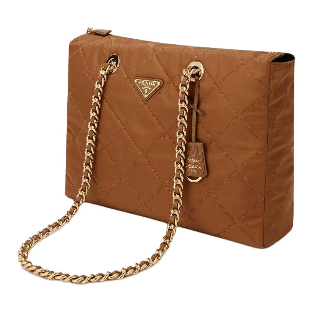 PRADA Re Edition Recycled Nylon Parachute Bag, Tote Bag, Shopping Bag, Shoulder Bag Large Size Women's Brandy Brown