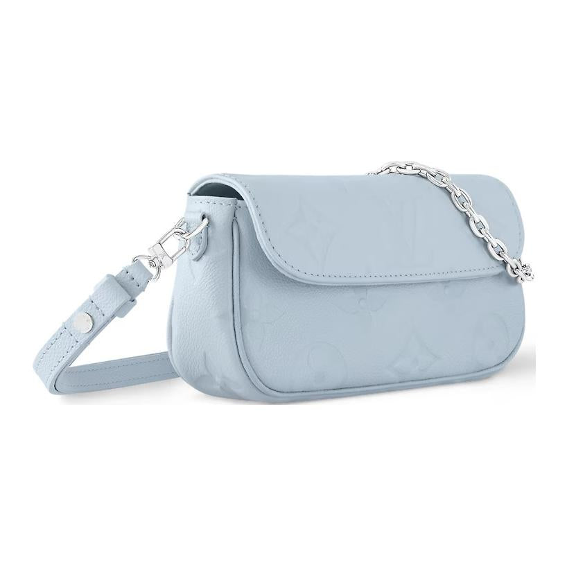 LOUIS VUITTON Monogram Empreinte Embossed Soft Grain Cow Leather Crossbody Handbag Shoulder Bag Women's Blue