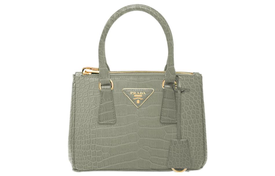 PRADA Galleria Killer Bag Crocodile Leather Shoulder Bag Crossbody Bag Handbag Mini Women's Light Gray