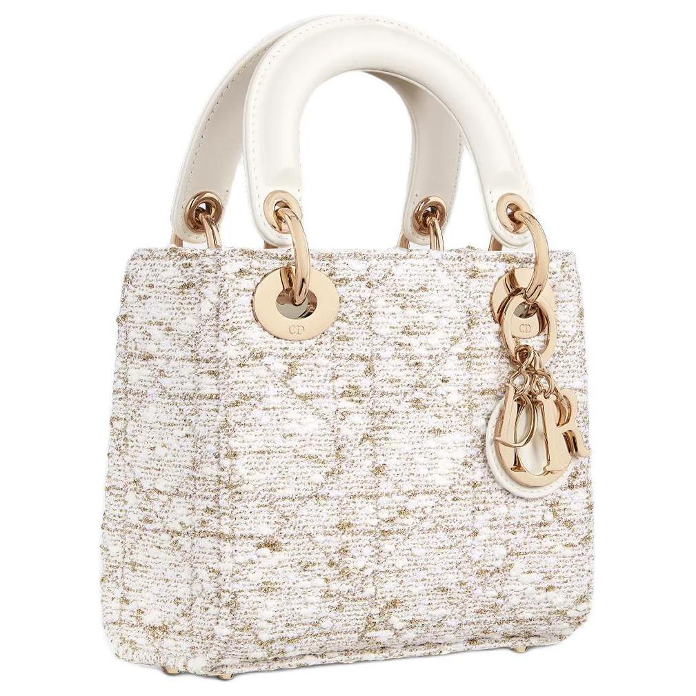 DIOR Lady Dior Cotton Lady Dior Bag, Shoulder Bag, Crossbody Bag, Handbag Mini Women's White