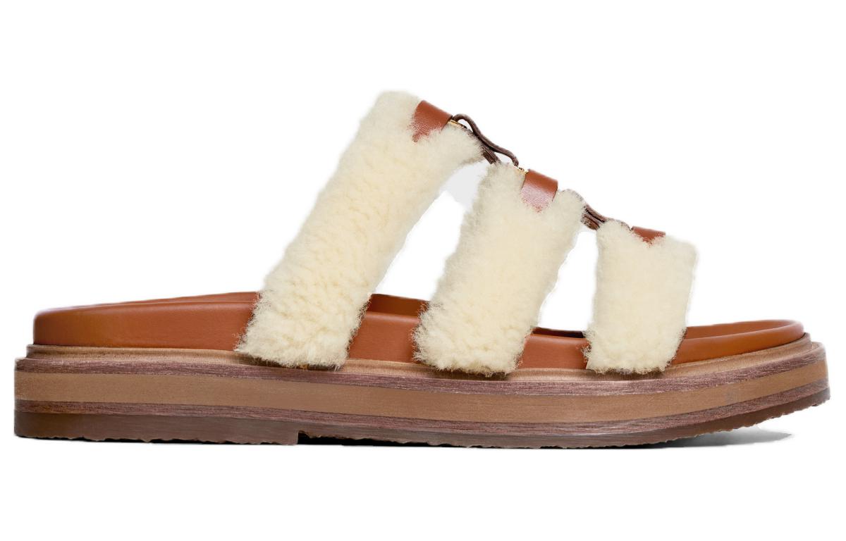 CELINE Slip-Resistant Slide Slippers Women's Tan