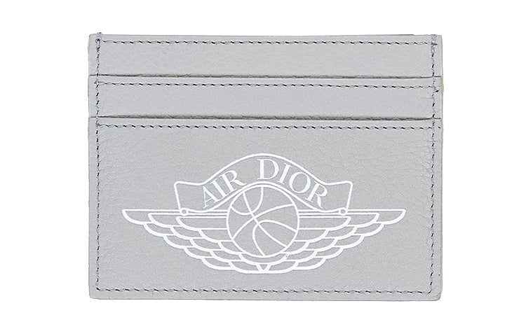 DIOR Air Jordan Collaboration Artificial Leather Card Holder Unisex Gray