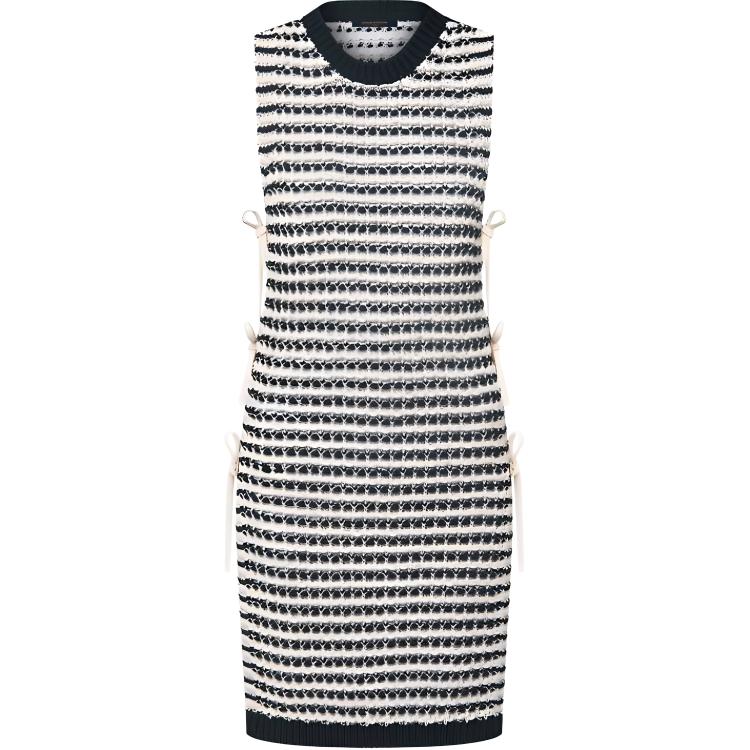 LOUIS VUITTON Striped Lace Knit Open Dress